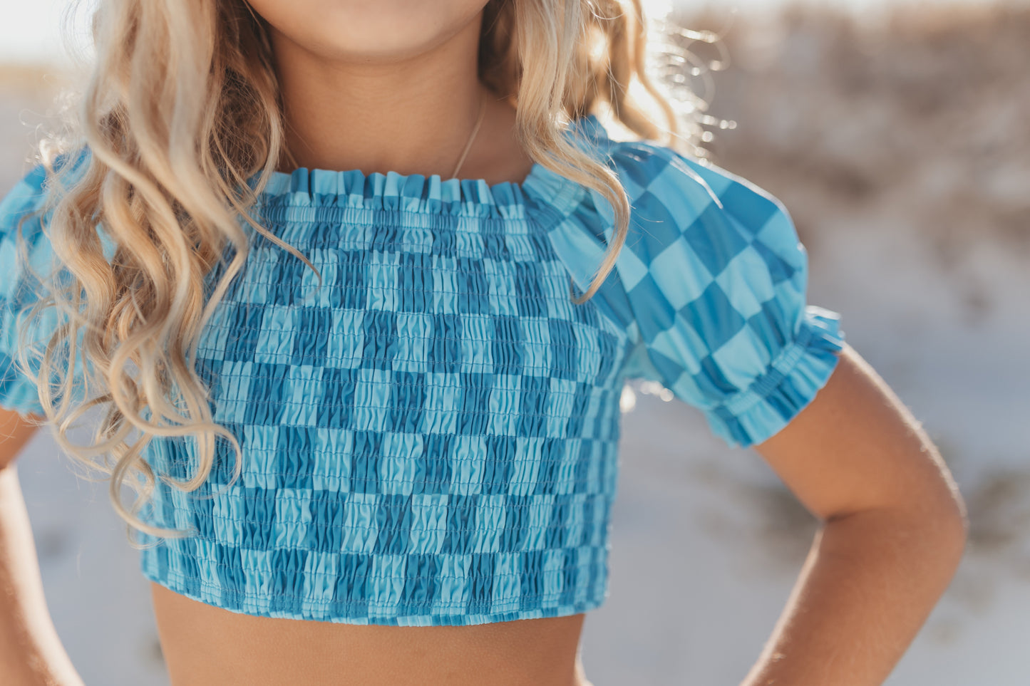 Emmy Blue Check 2 Piece Swimsuit