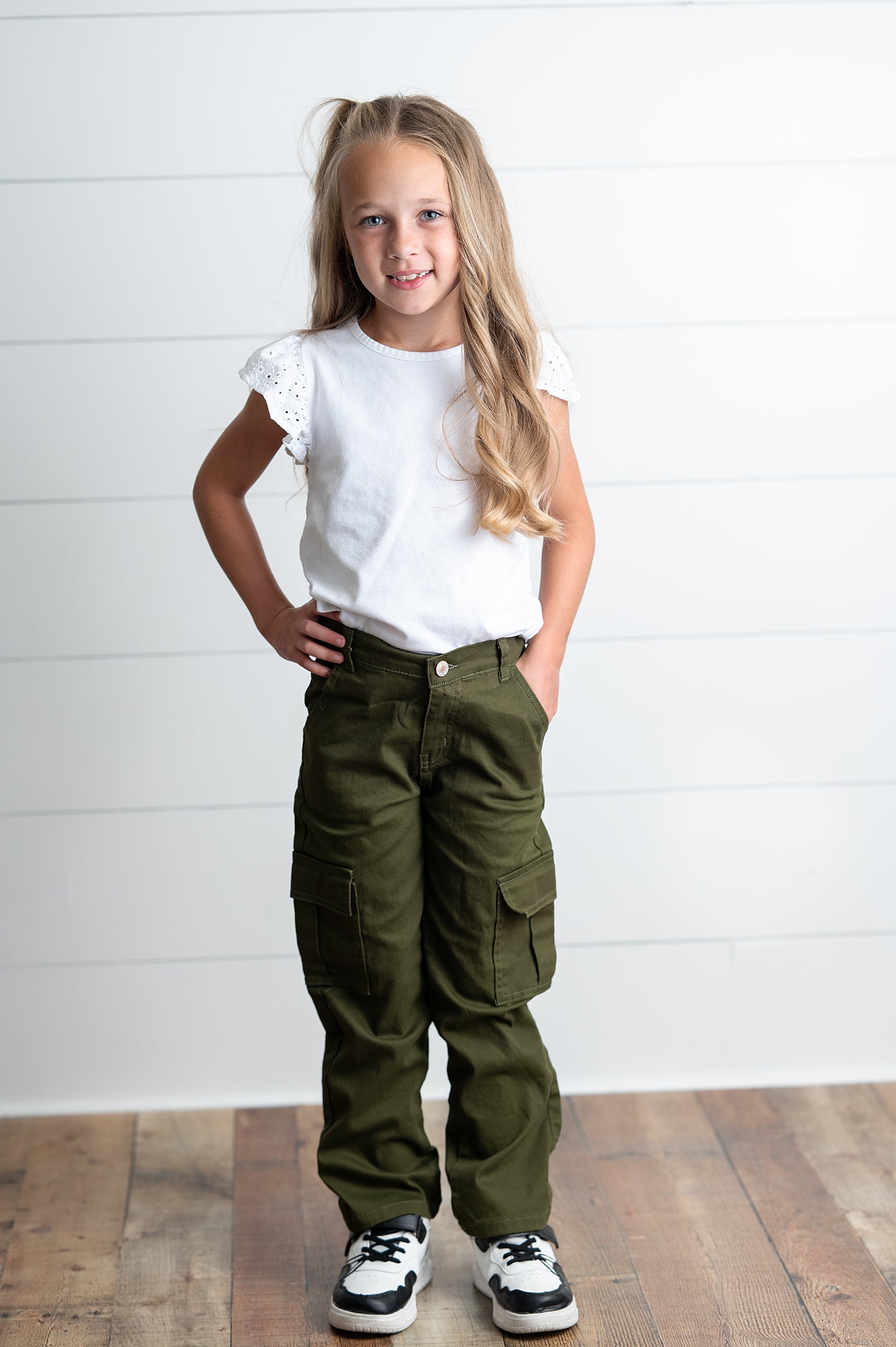 Olive Green Cargo Denim Pants