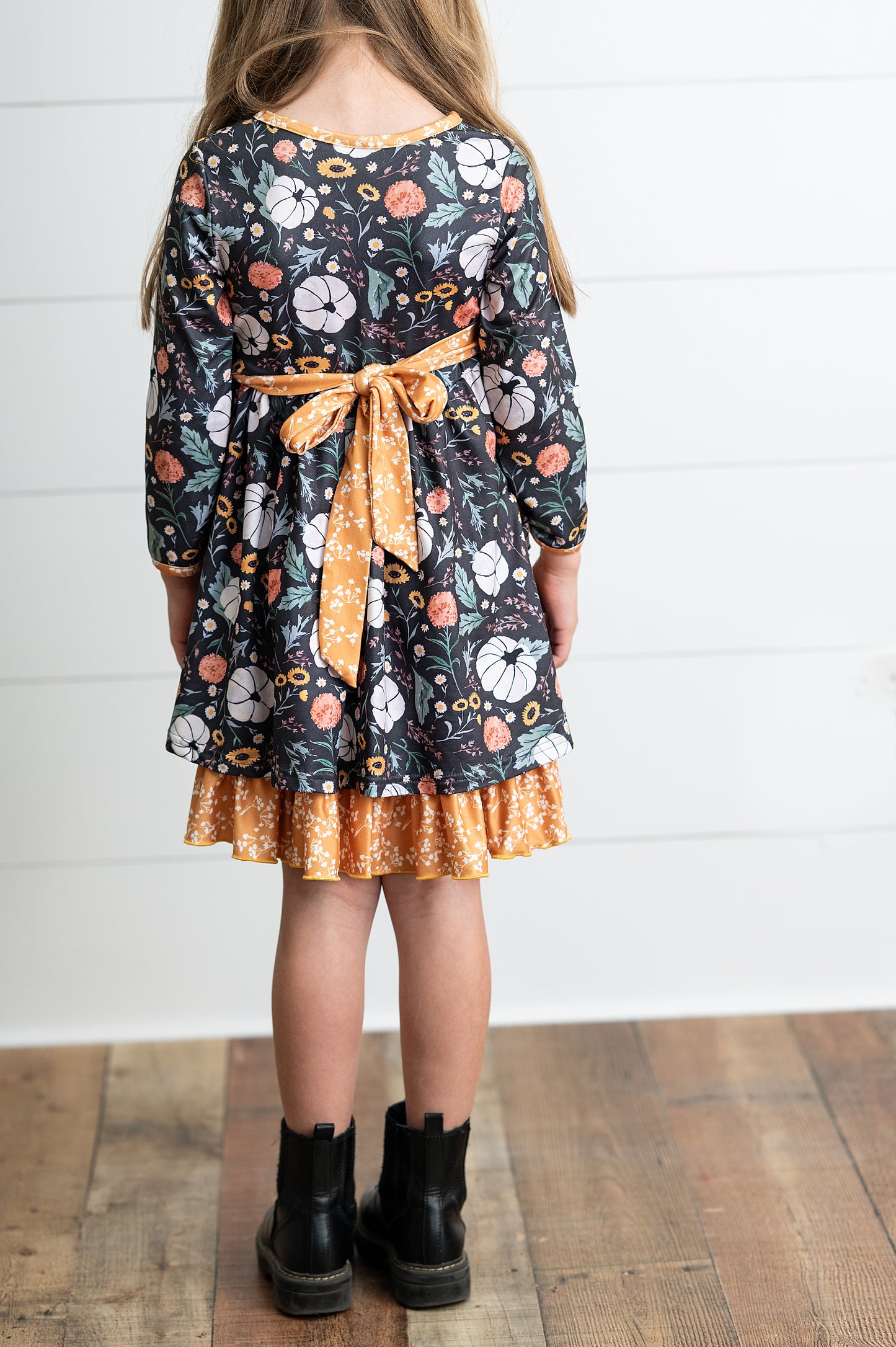 Fall Mustard Pocket Tie Dress