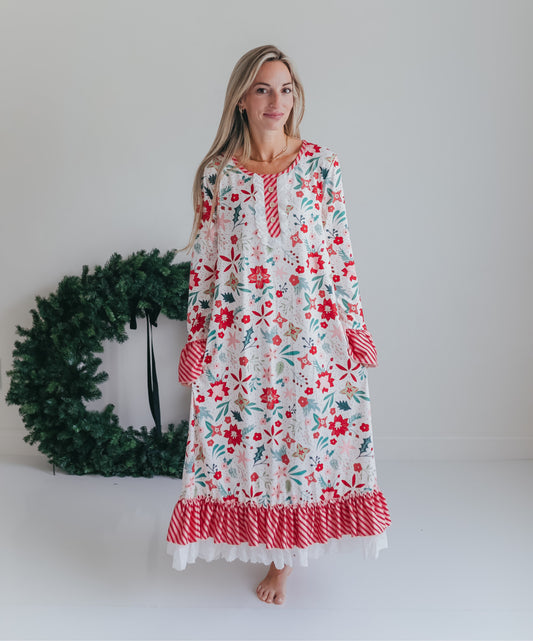 Women's Christmas Flower Lounge Gown