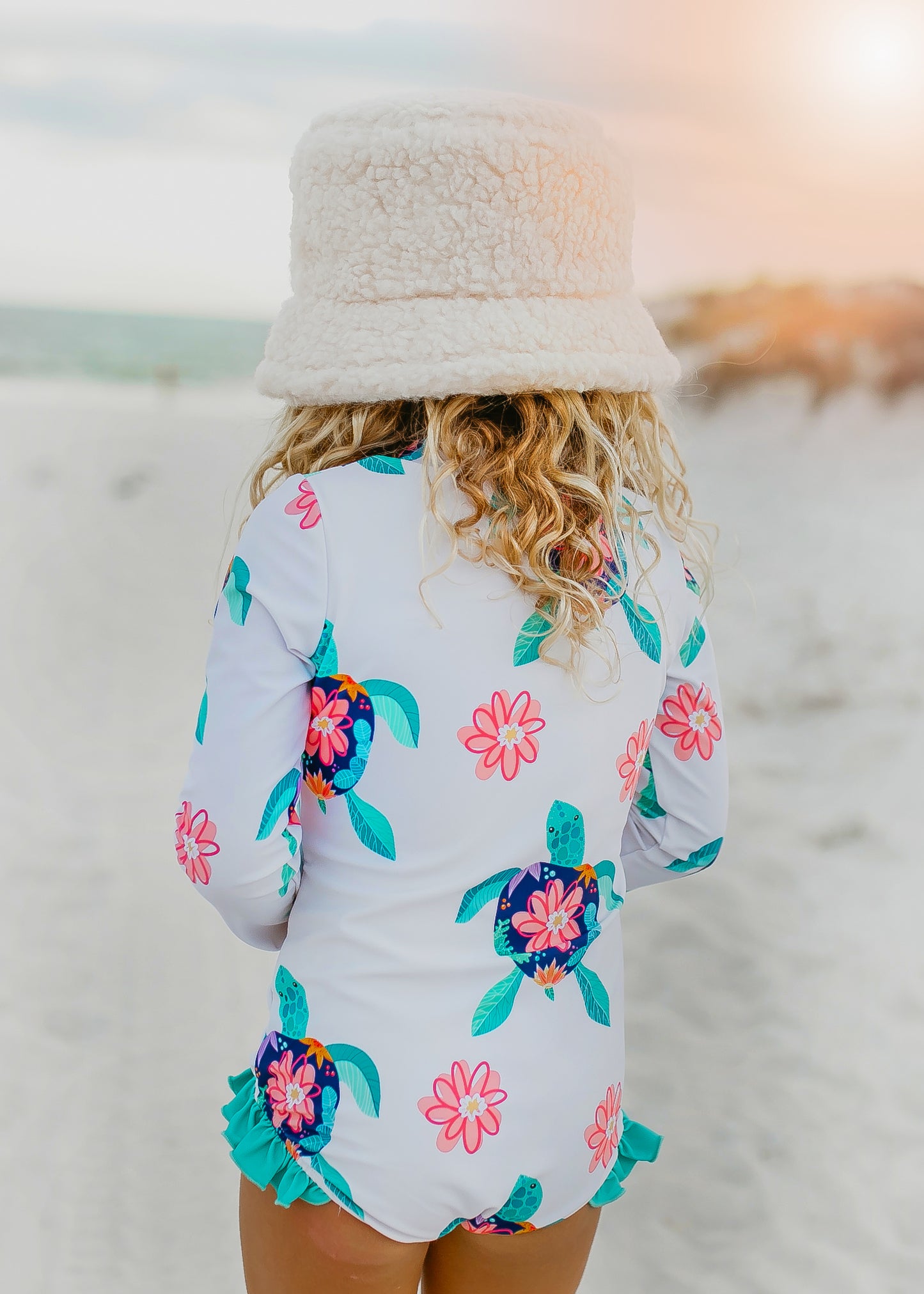 Mia White Turtle Zip Rash Guard Swimsuit