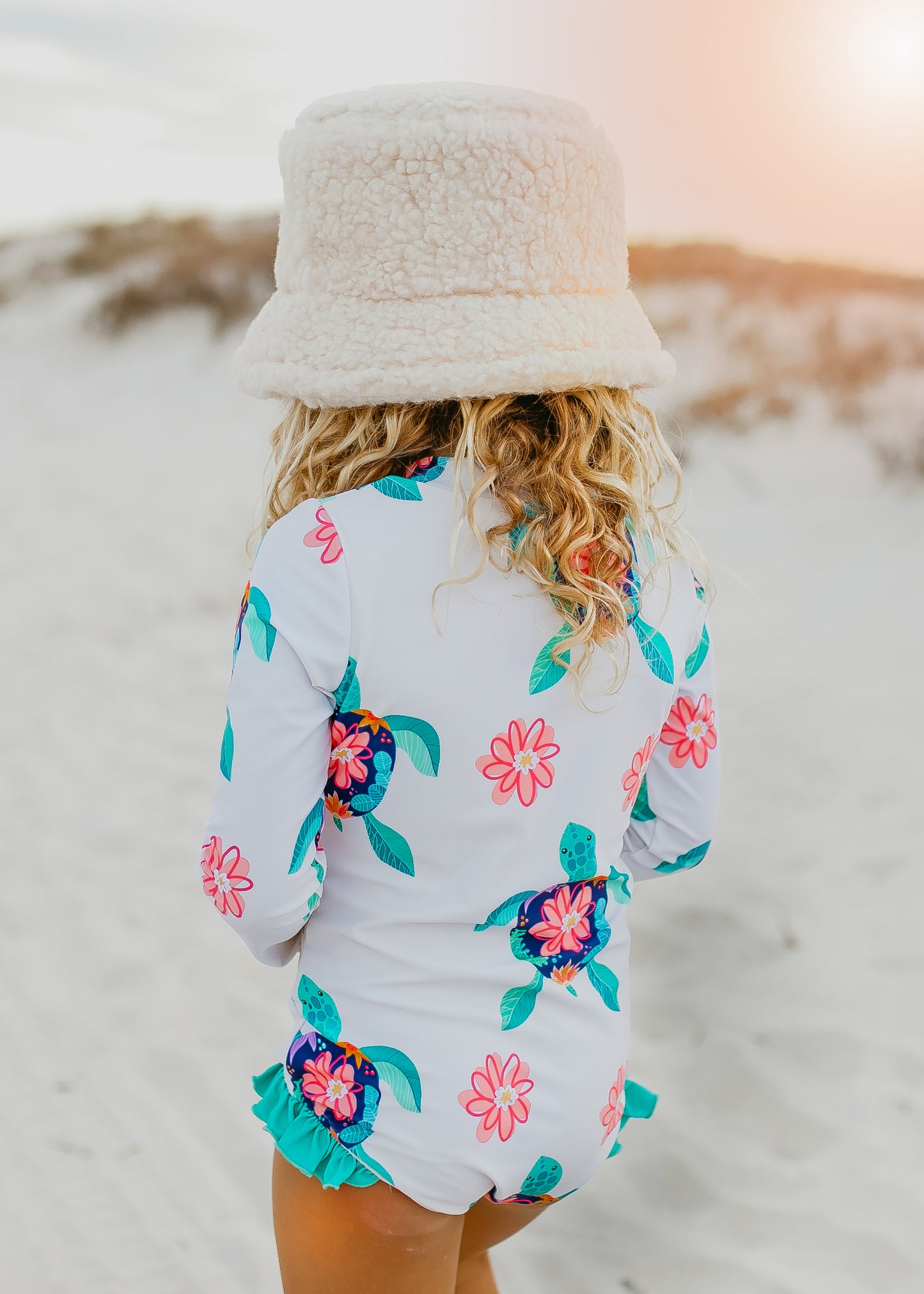 Mia White Turtle Zip Rash Guard Swimsuit