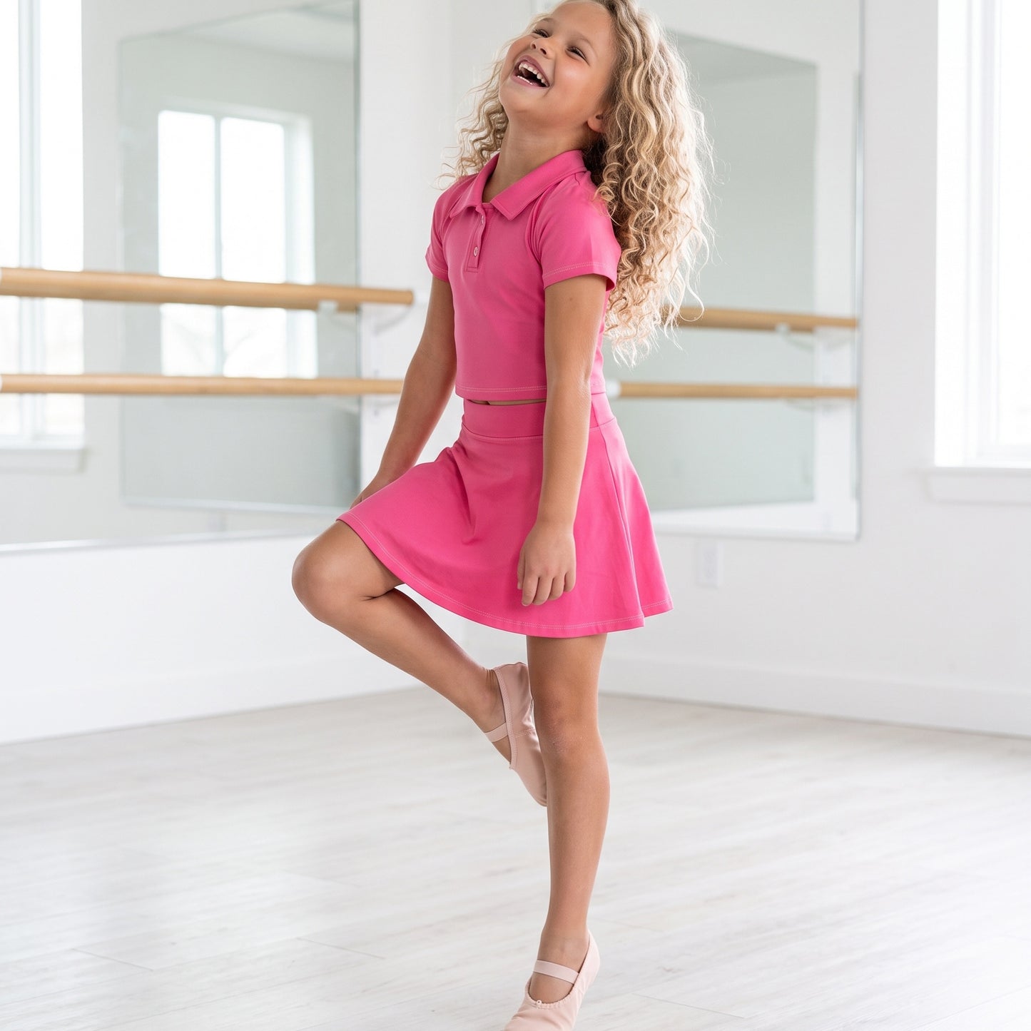 Active Bright Pink Polo Set