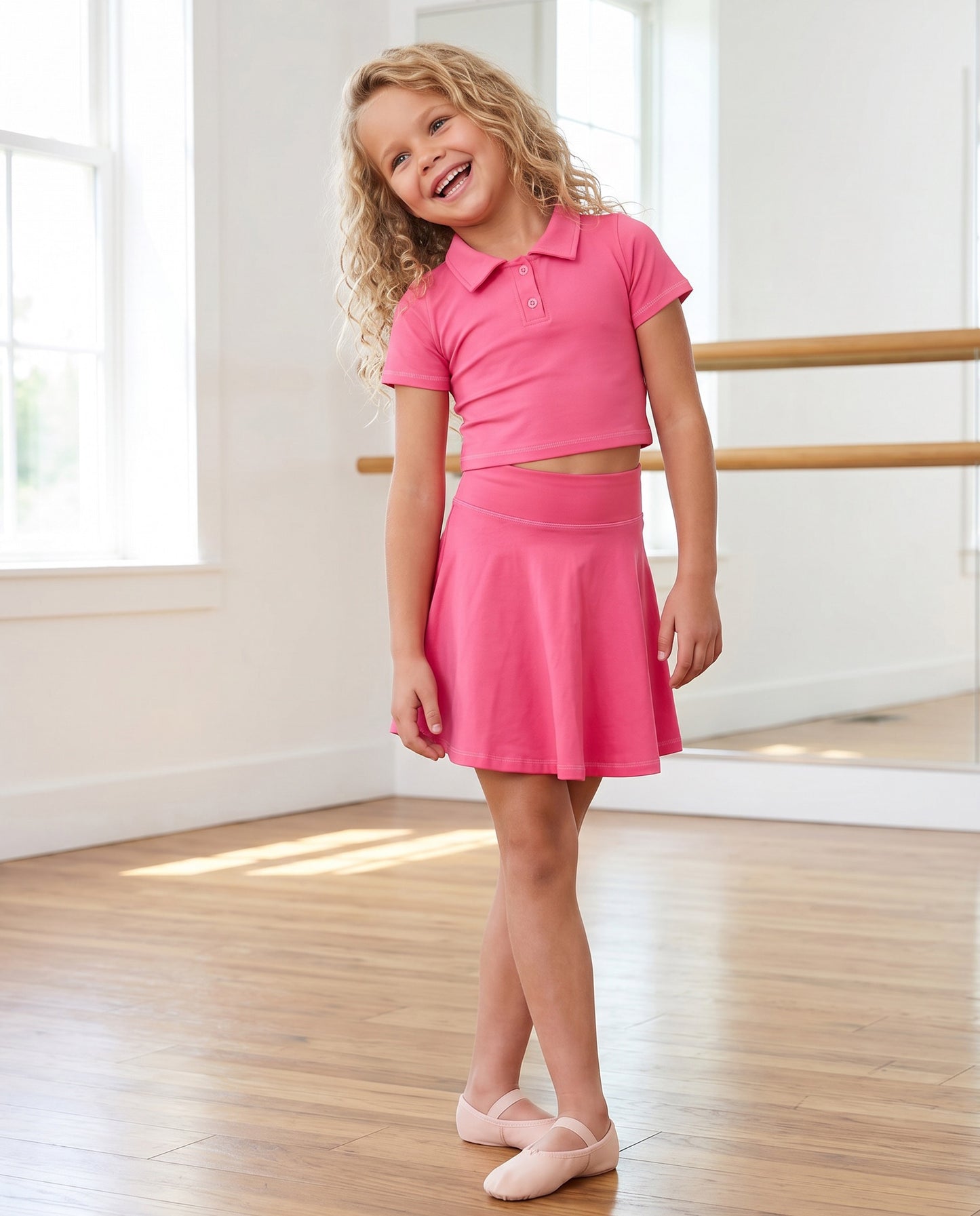 Active Bright Pink Polo Set
