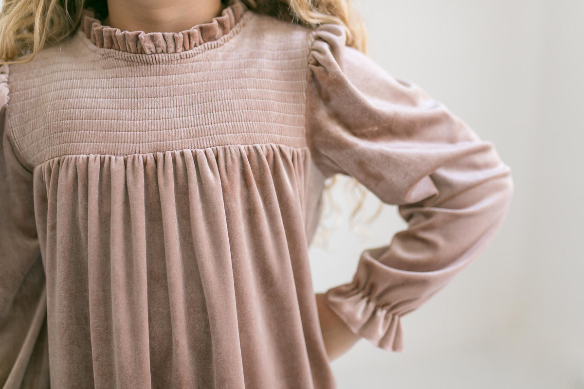 Alexa Champagne Velvet Dress