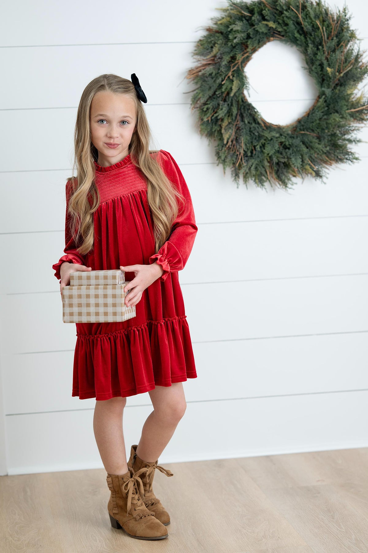 Alexa Red Velvet Dress