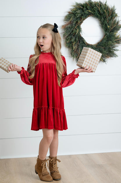 Alexa Red Velvet Dress