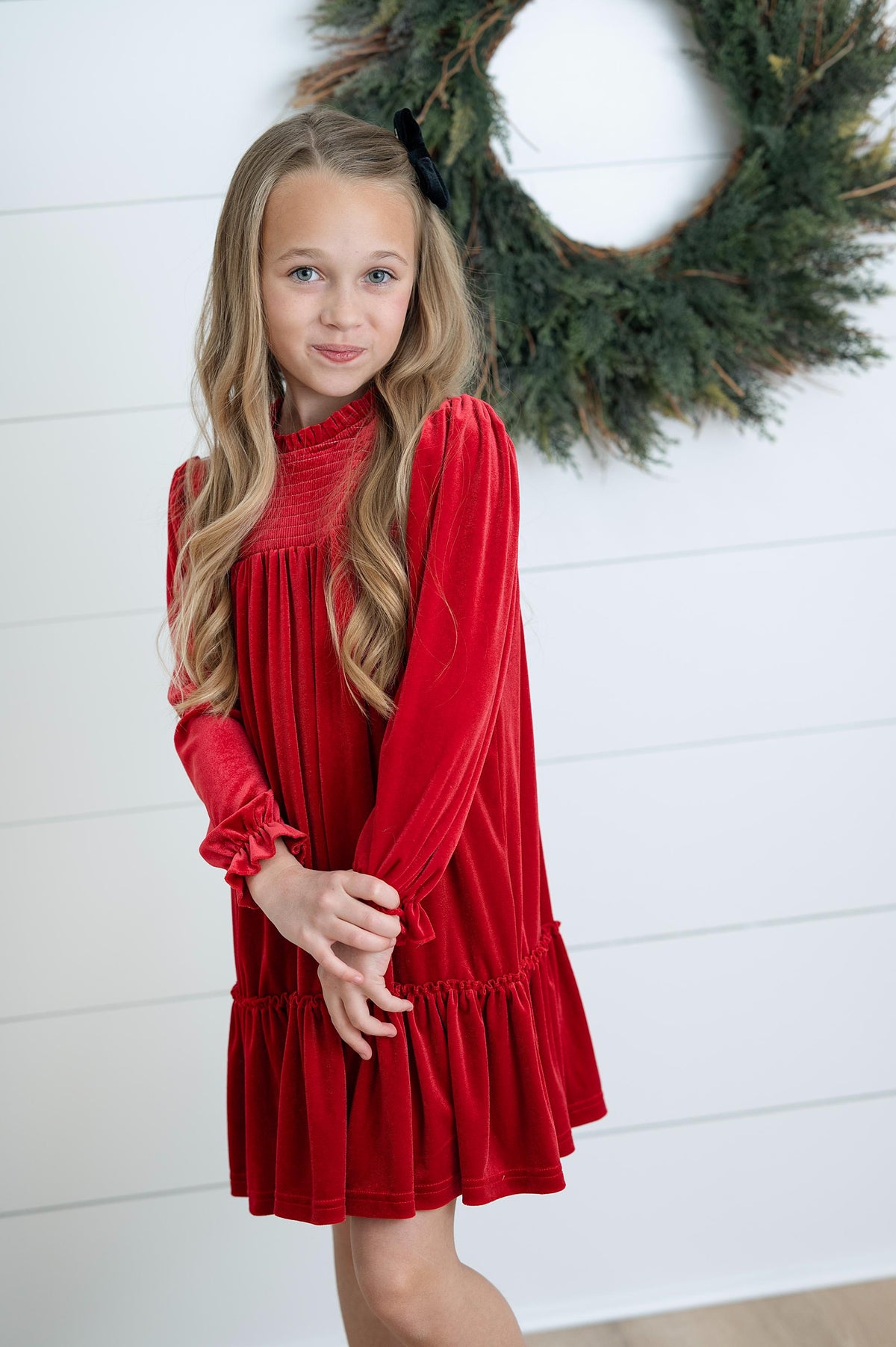 Alexa Red Velvet Dress