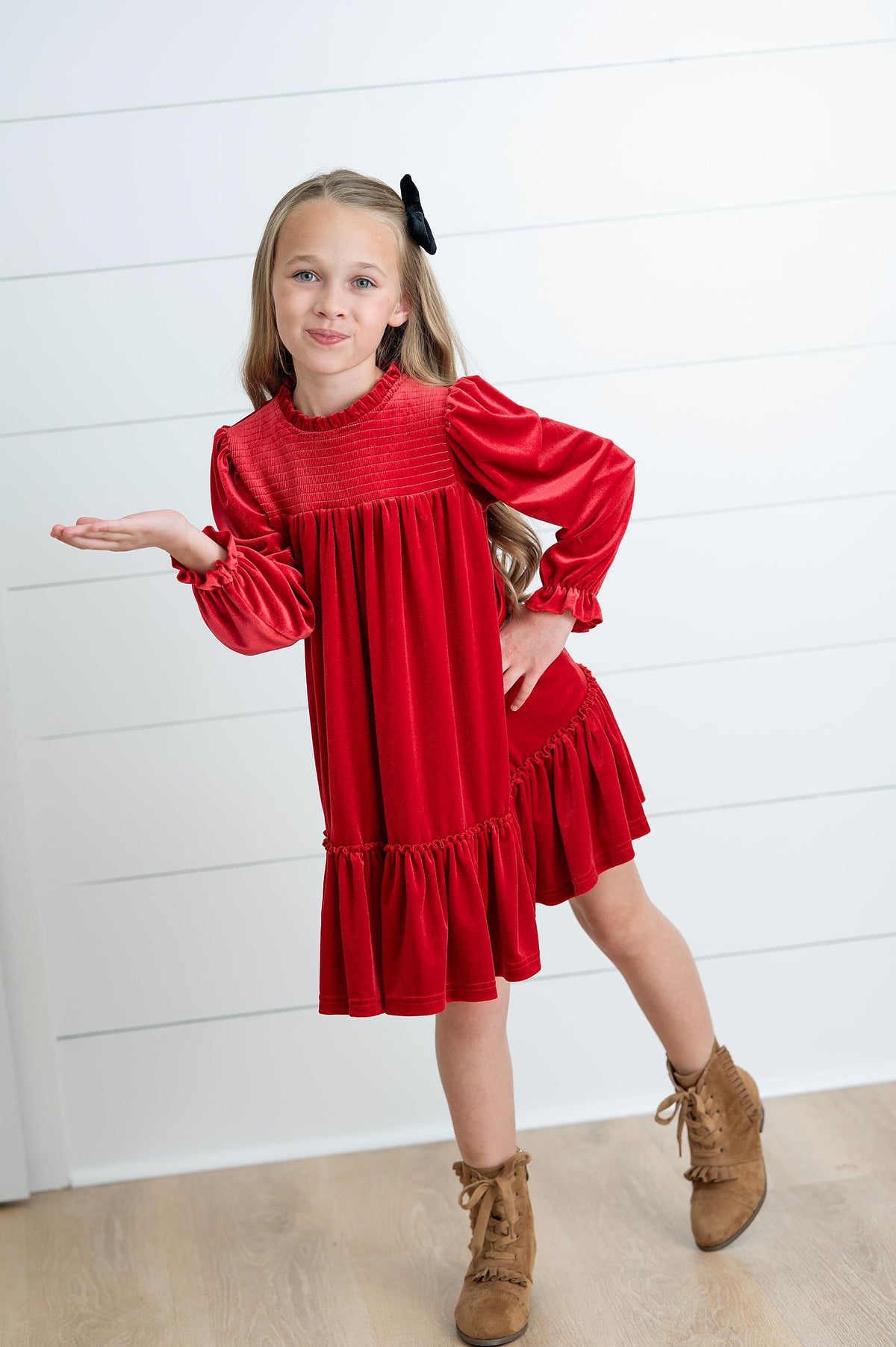 Alexa Red Velvet Dress