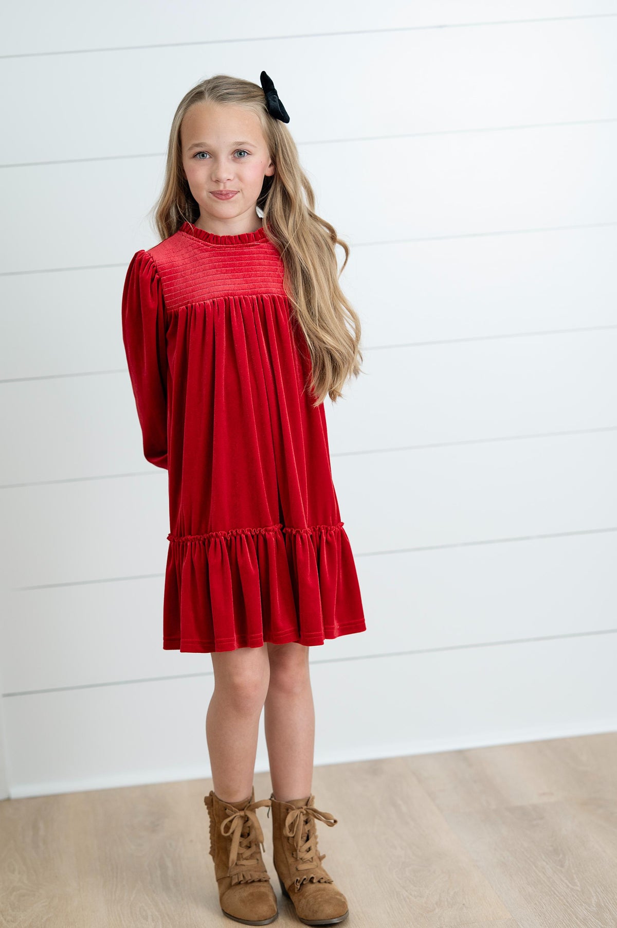 Alexa Red Velvet Dress