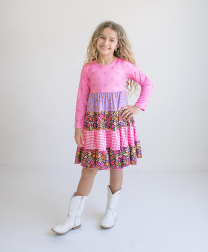 Avery Bright Pink Floral Long Sleeve Dress