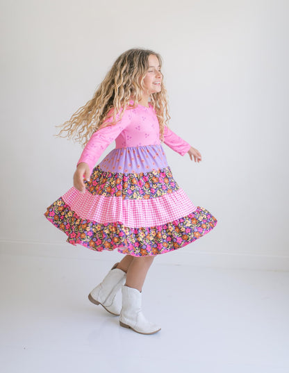 Avery Bright Pink Floral Long Sleeve Dress