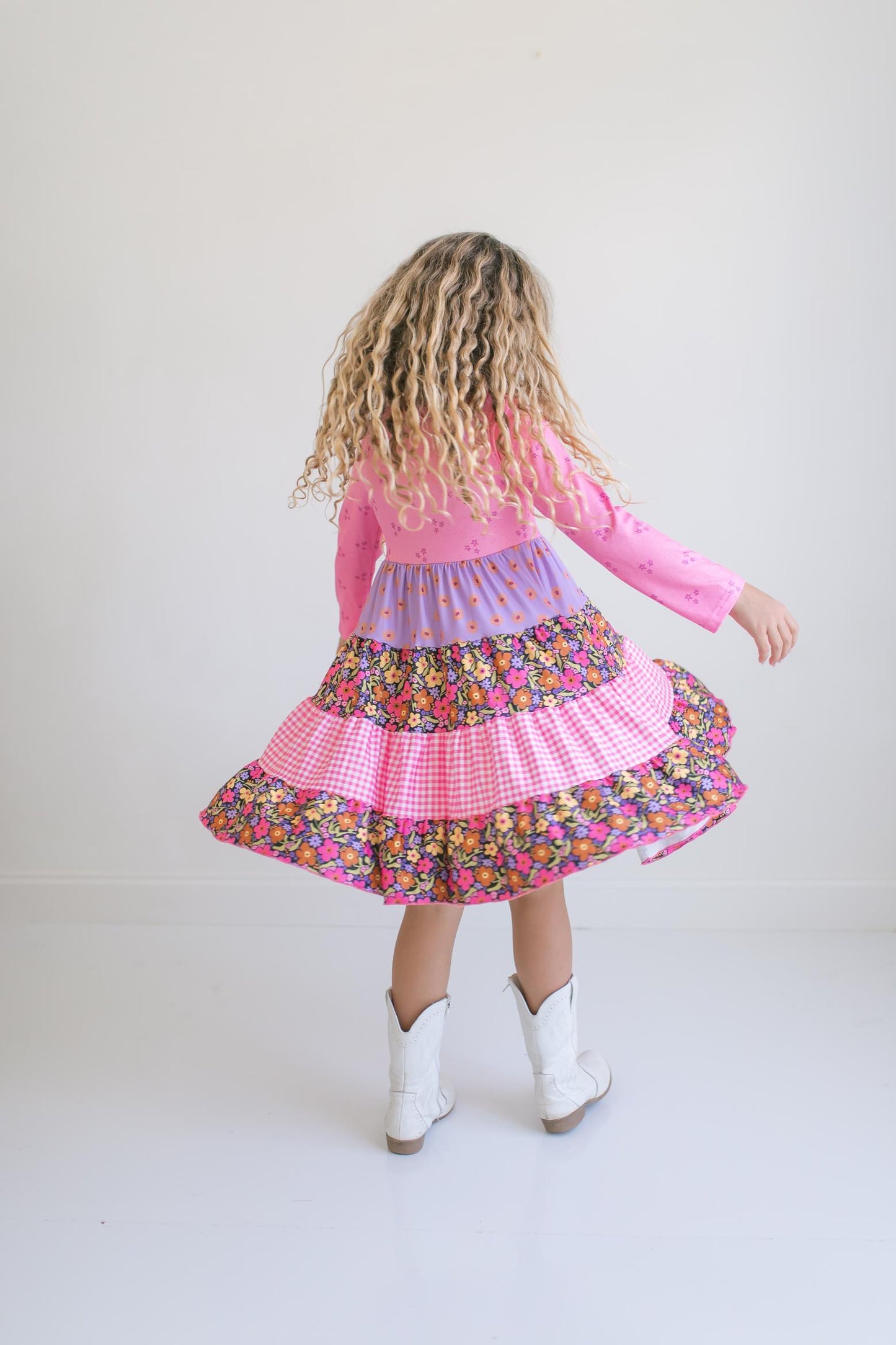 Avery Bright Pink Floral Long Sleeve Dress