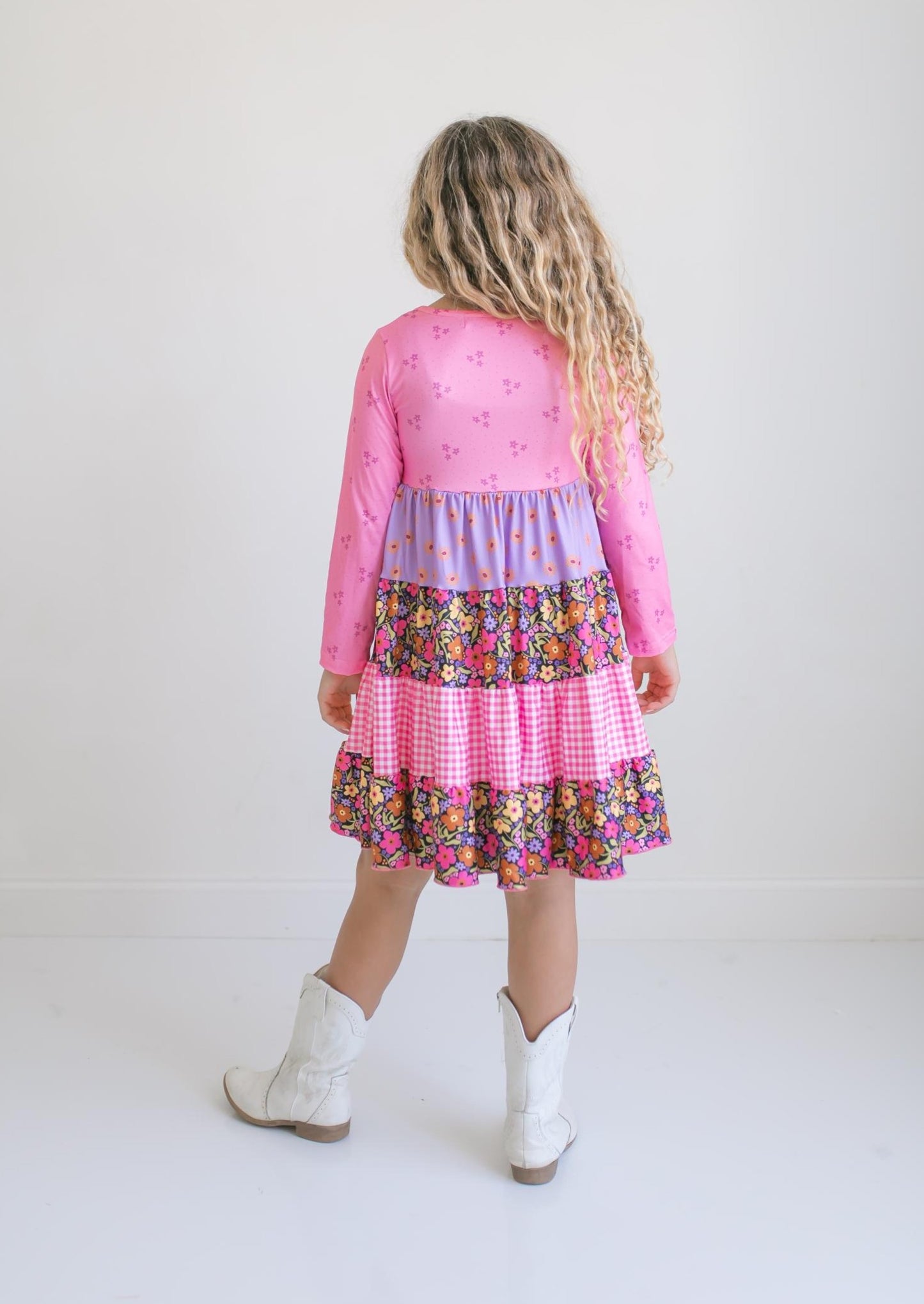 Avery Bright Pink Floral Long Sleeve Dress