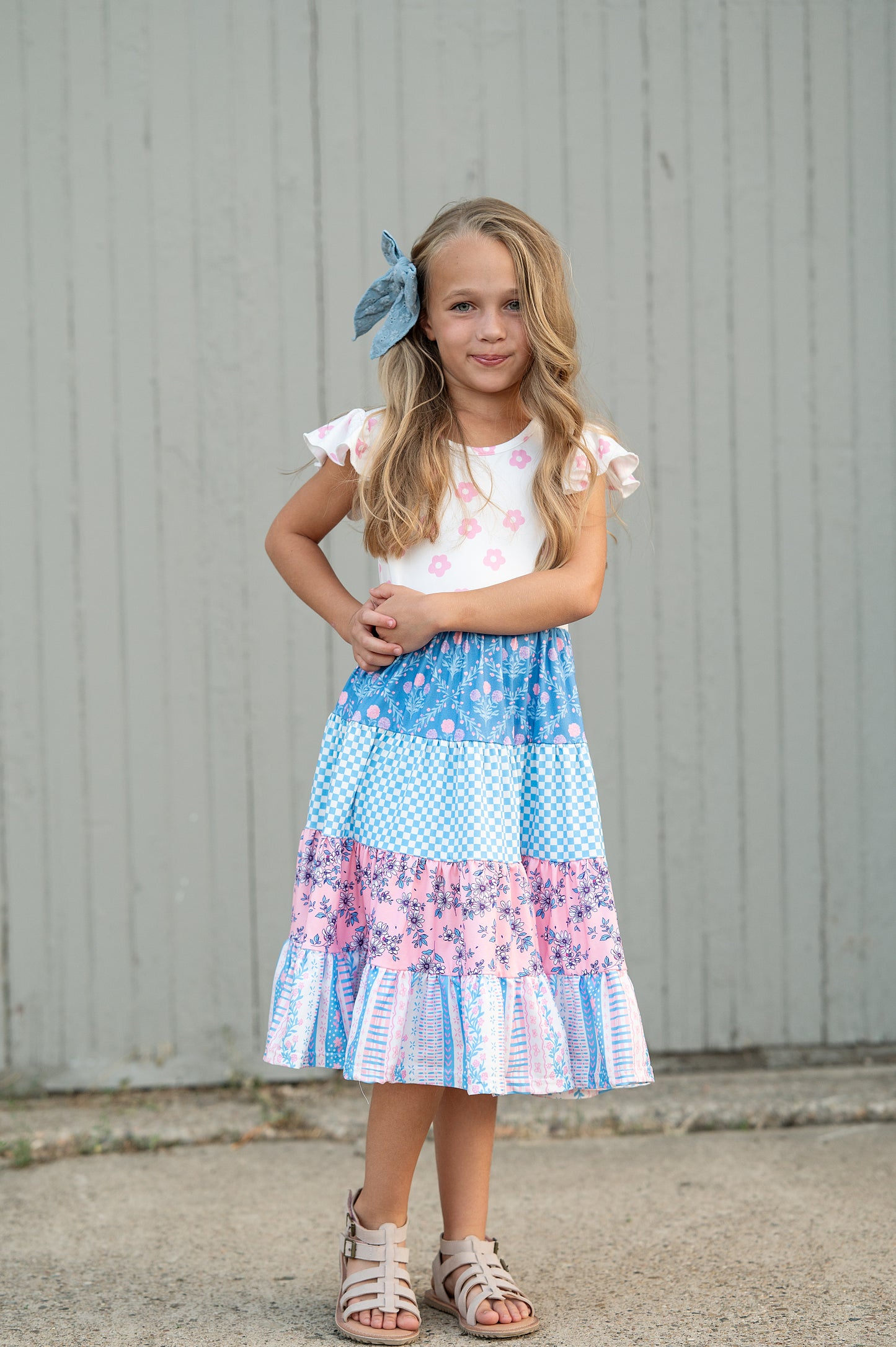 Avery Pink Blue Floral Dress