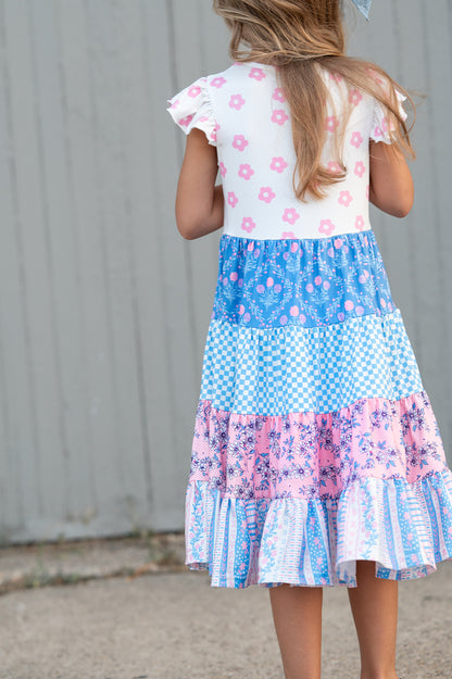Avery Pink Blue Floral Dress