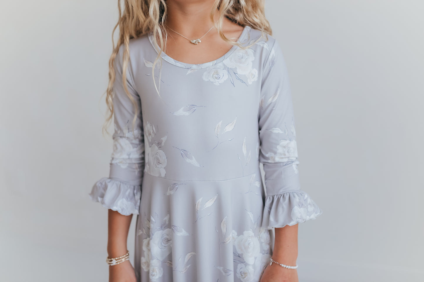Beige Floral Ruffles Dress