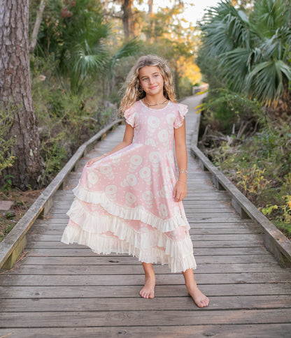 Bella Dusty Rose Ruffles Dress