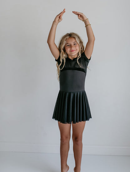 Black Sheer Skirted Leotard