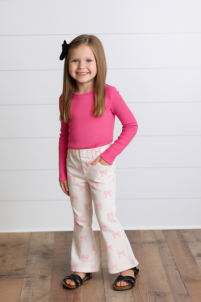 Pink Bow Flare Jeans