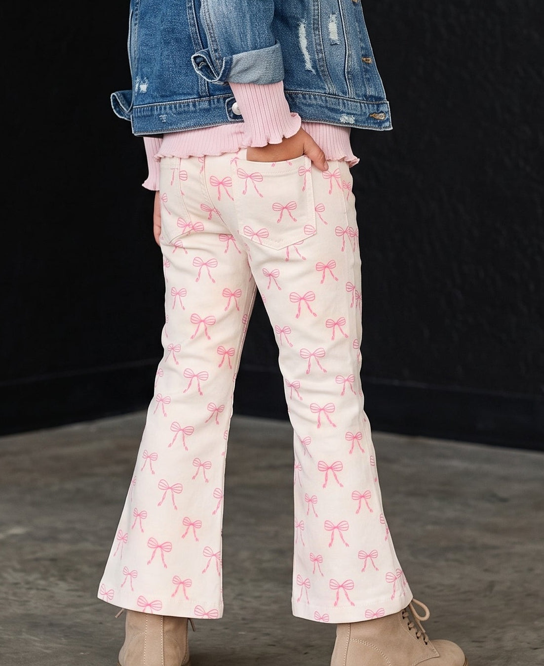 Pink Bow Flare Jeans