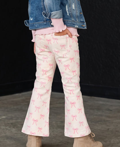 Pink Bow Flare Jeans