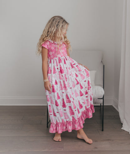 Bright Pink Tree Lounge Gown