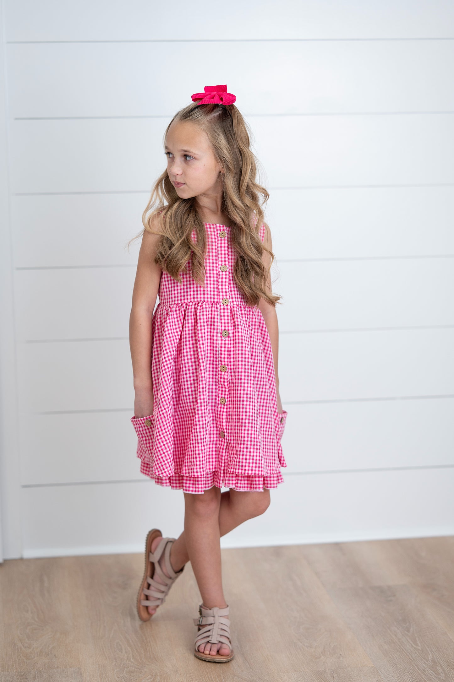 Brooke Hot Pink Gingham Dress