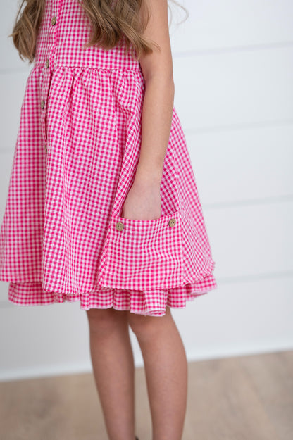 Brooke Hot Pink Gingham Dress