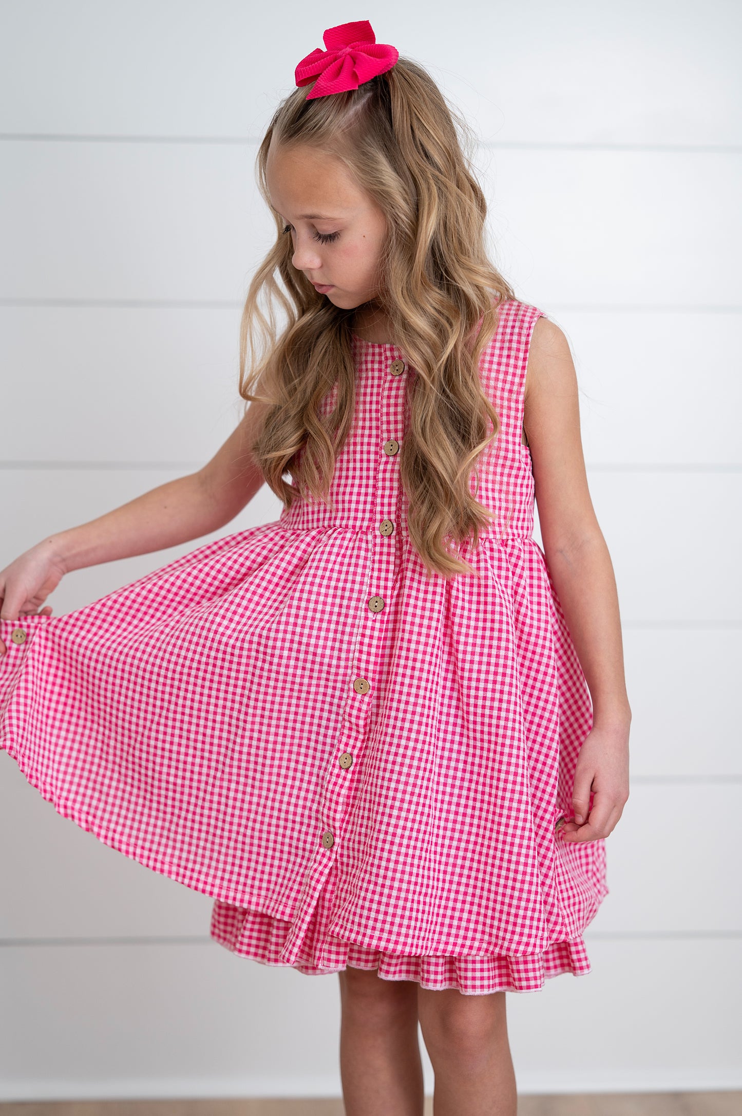 Brooke Hot Pink Gingham Dress