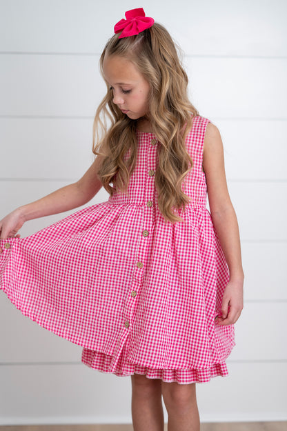 Brooke Hot Pink Gingham Dress