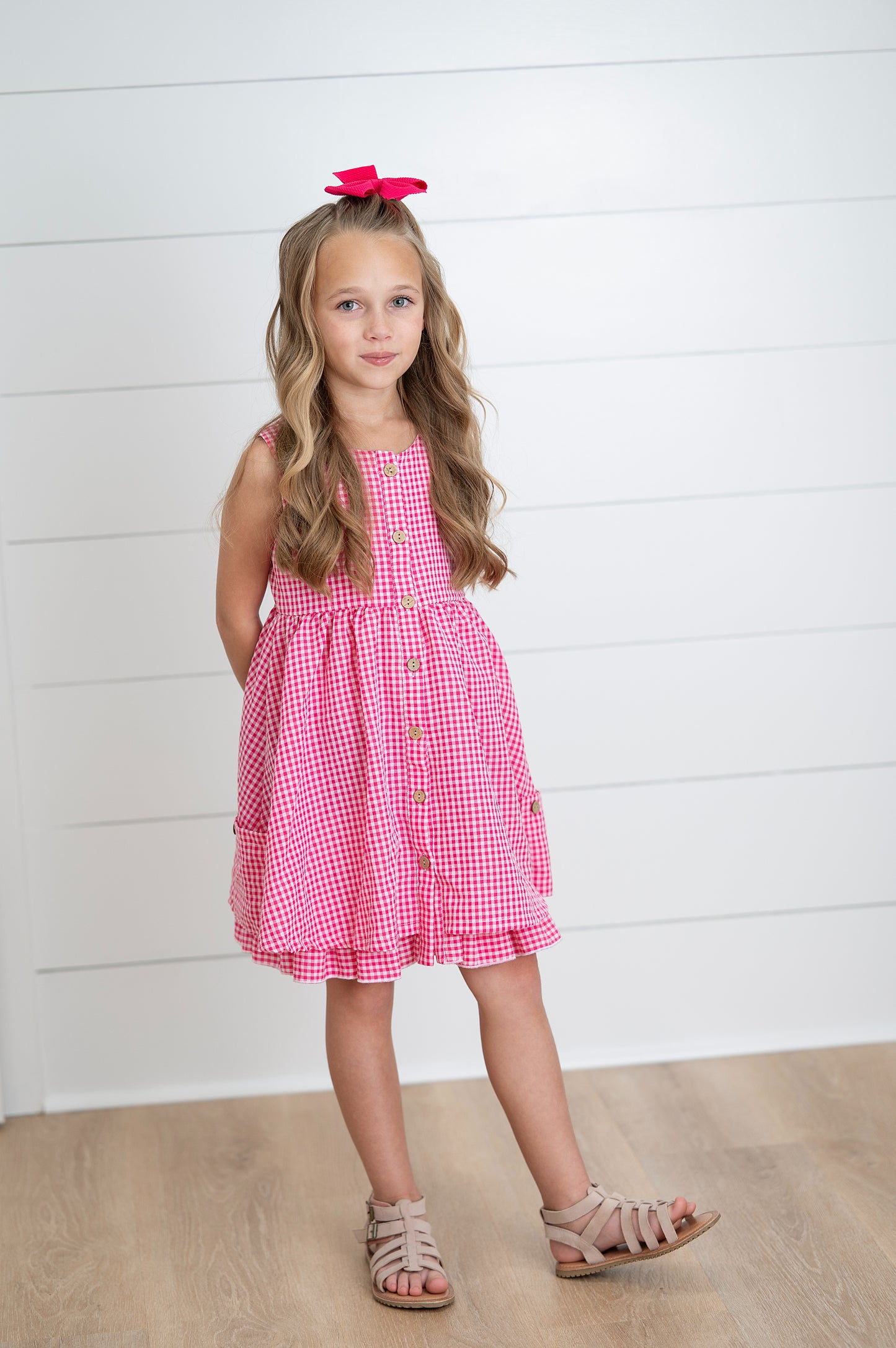Brooke Hot Pink Gingham Dress