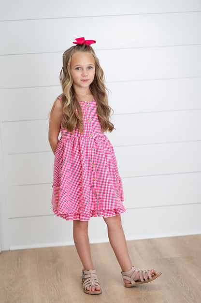 Brooke Hot Pink Gingham Dress