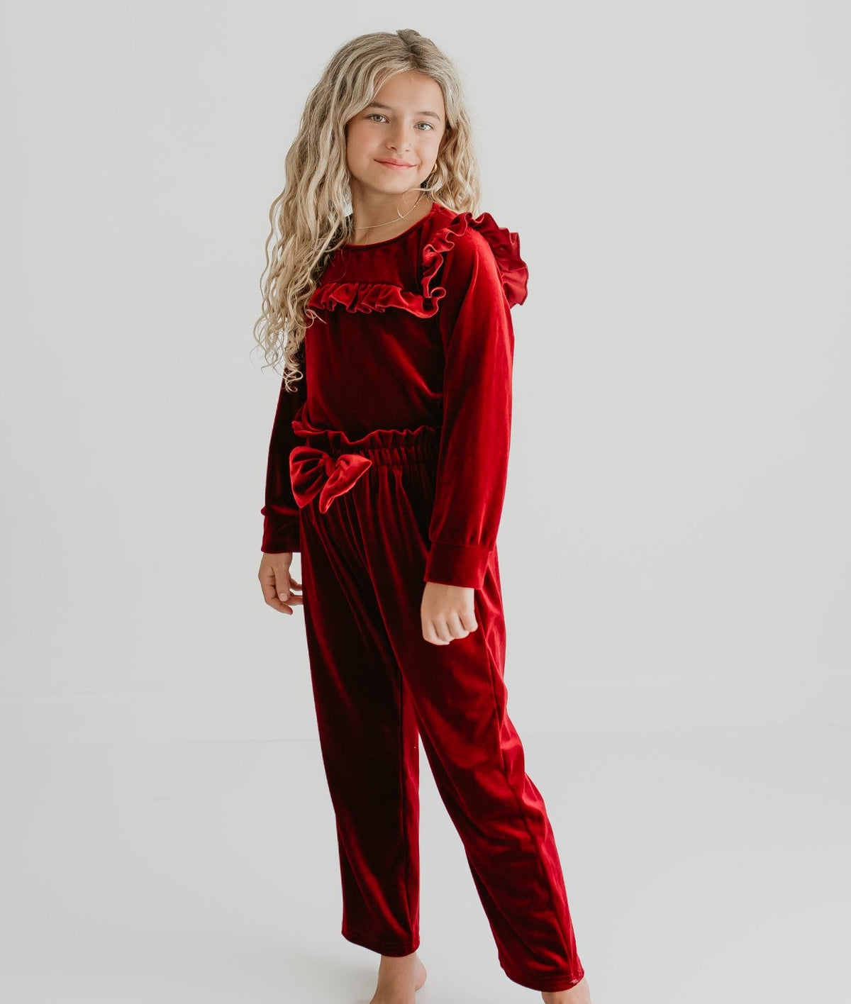 Burgundy Velvet Pant Set