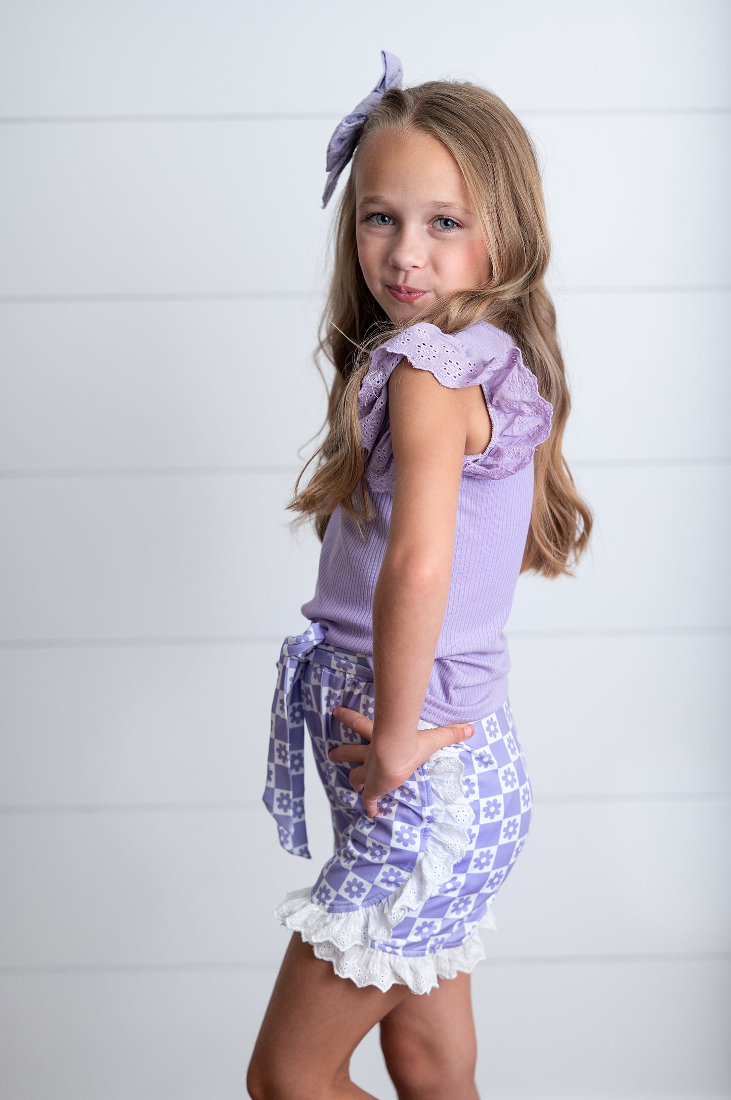 Chloe Lavender Check Short Set
