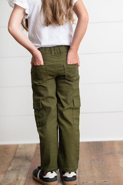 Olive Green Cargo Denim Pants