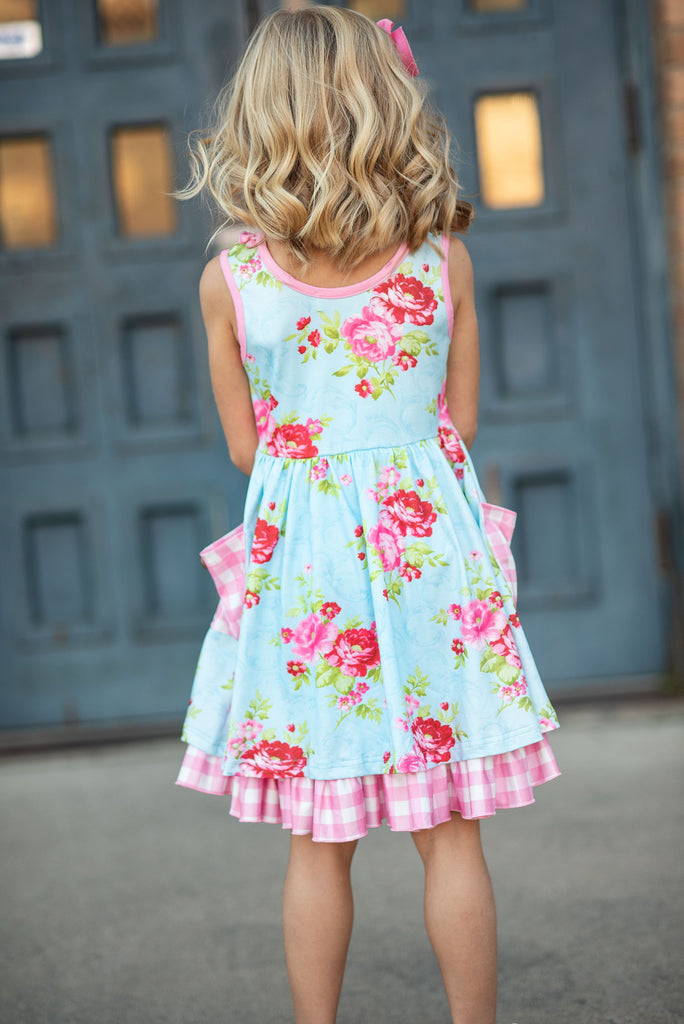 Floral Check Pocket Dress