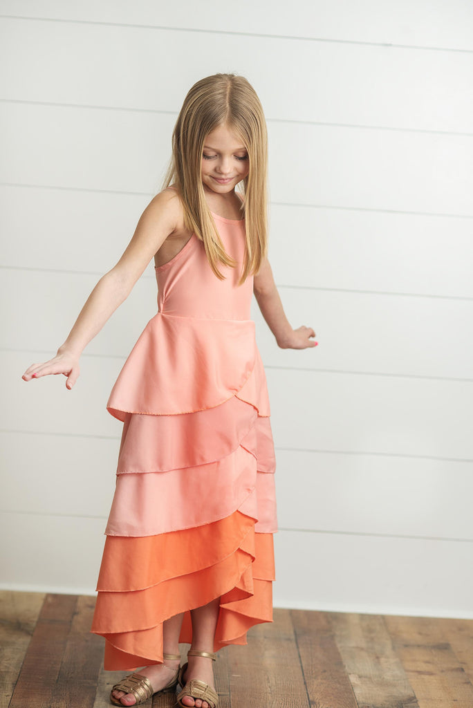 Pink Ombre Layered Halter Dress