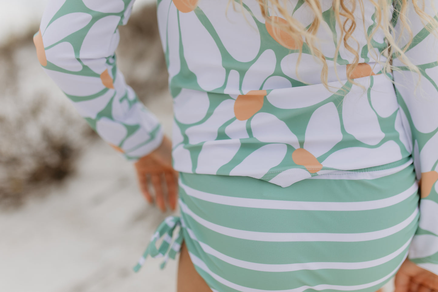 Emily Mod Flower Long Sleeve Rash Guard Swimsuit