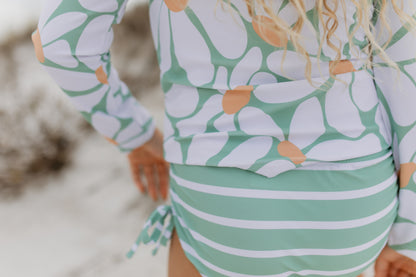 Emily Mod Flower Long Sleeve Rash Guard Swimsuit