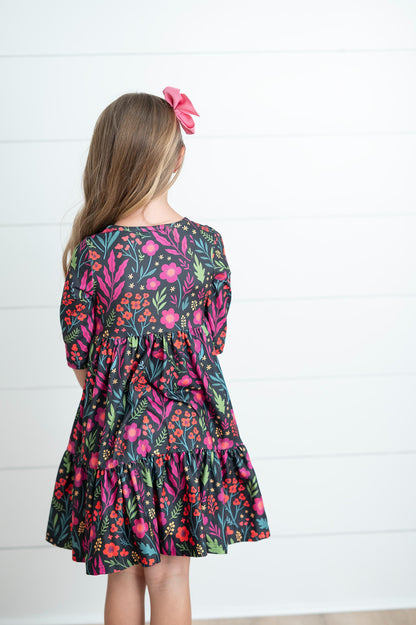 Emma Dark Floral Dress