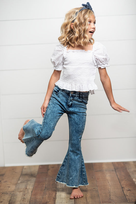 Faded Flare Denim Jean Pant