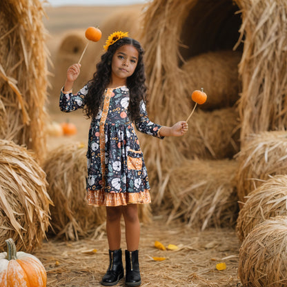 Fall Mustard Pocket Tie Dress