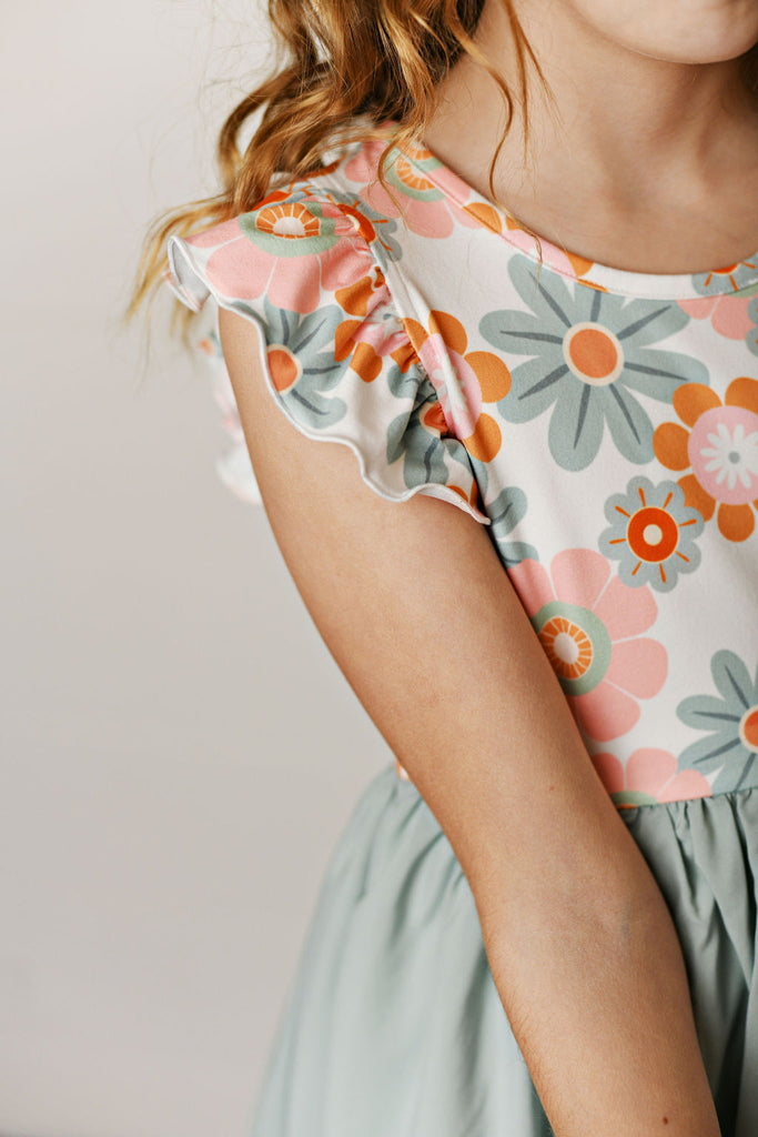 Mint Floral Hi-Lo Frills Dress