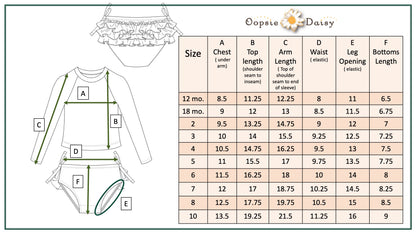 Elsie Mint Turtle Long Sleeve Rash Guard Ruffles Swimsuit