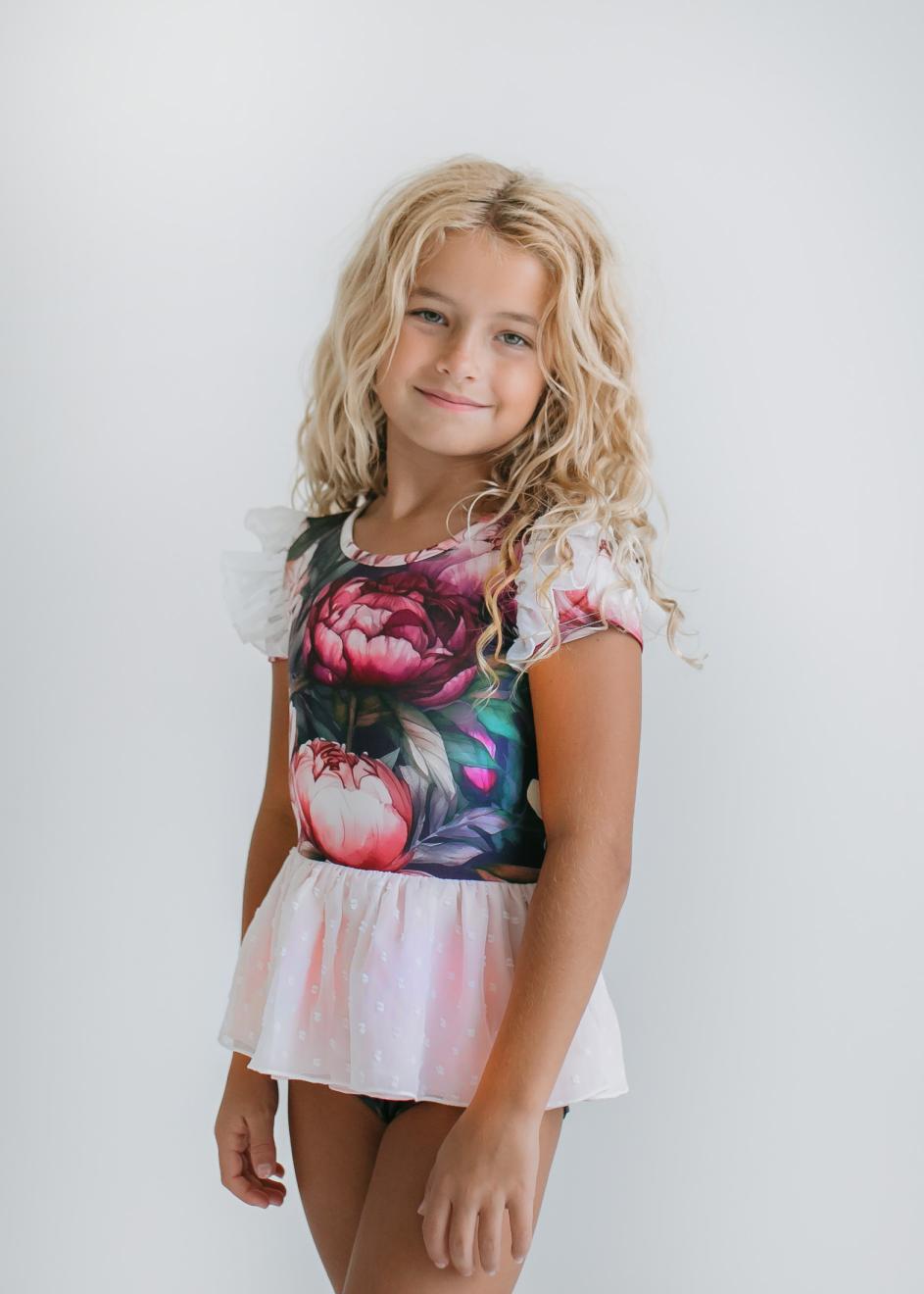 Vintage Floral Skirted Leotard