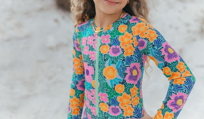 Mia Multi Colored Floral Zip Swimsuit