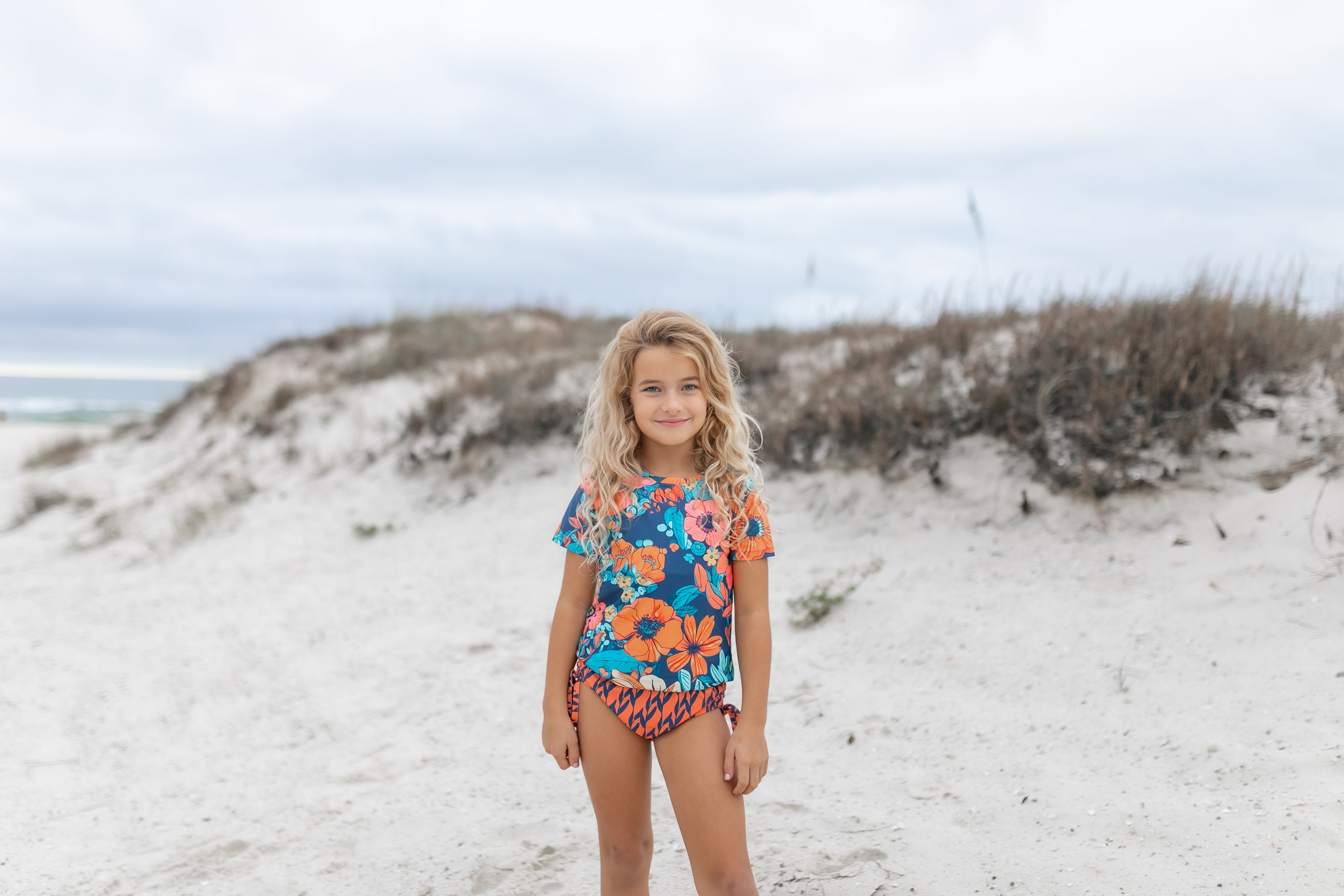 Navy Orange Rash Guard Swimsuit - Oopsie Daisy