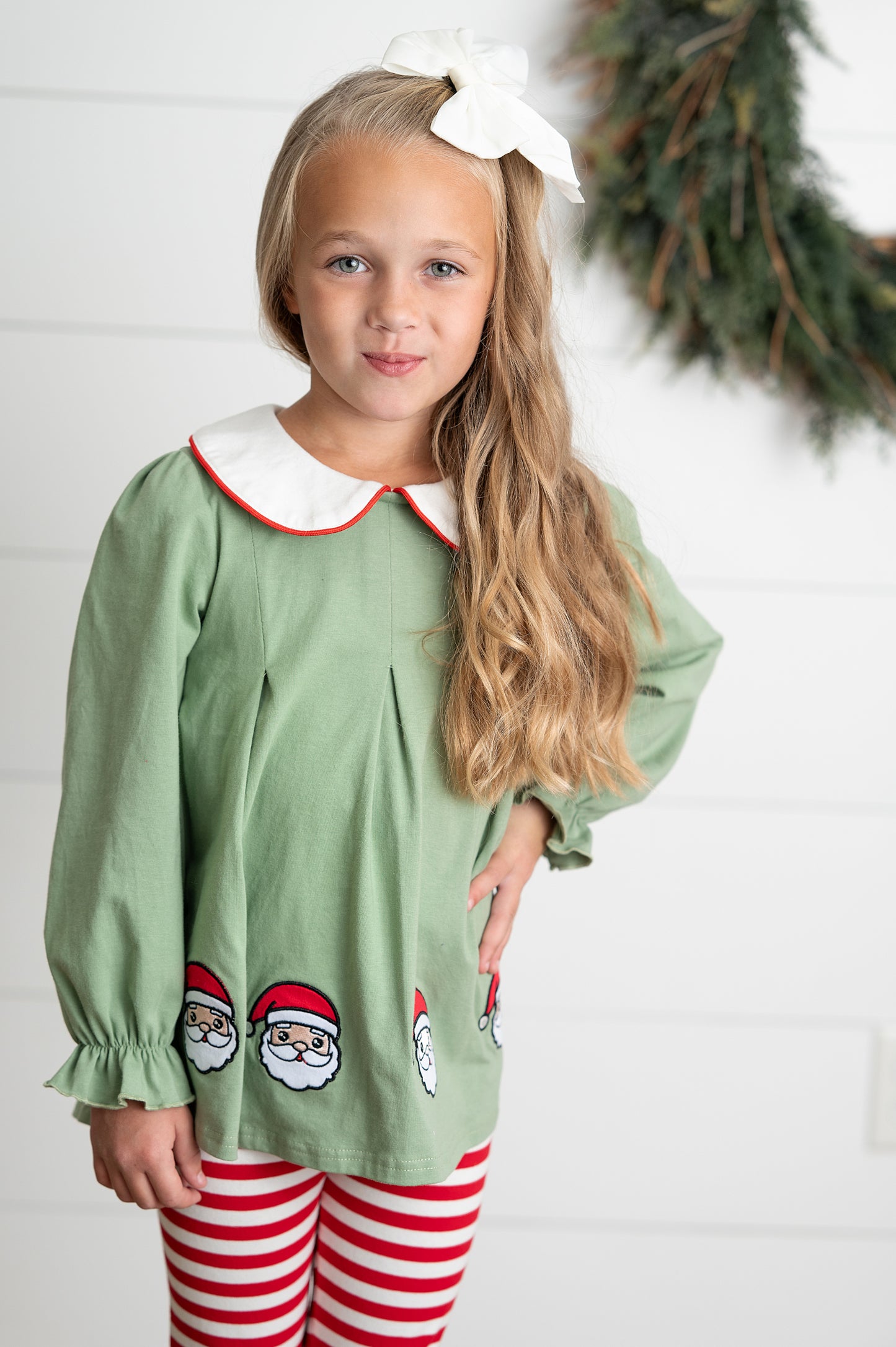 Green Candy Cane Stripe Santa Pant Set