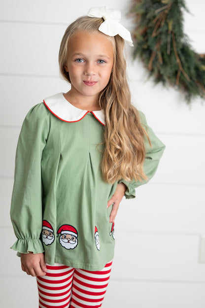Green Candy Cane Stripe Santa Pant Set